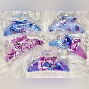 5 pcs set of Stitch Kids Hair Clips Set - Blue and Purple